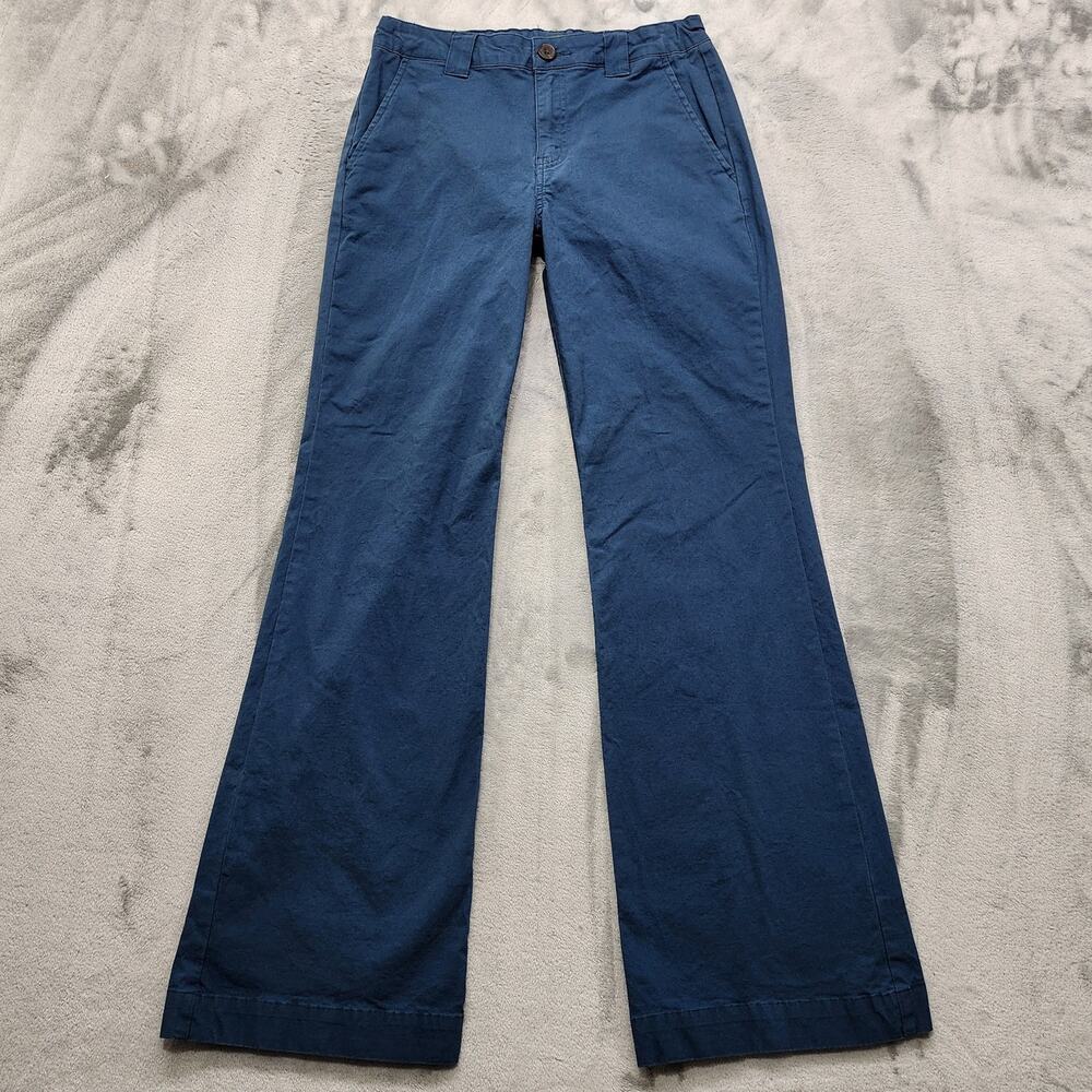 Wild Fable Pants Womens 4 Blue Low-Rise Flare Leg‎ Chino Stretch Cotton Preppy
